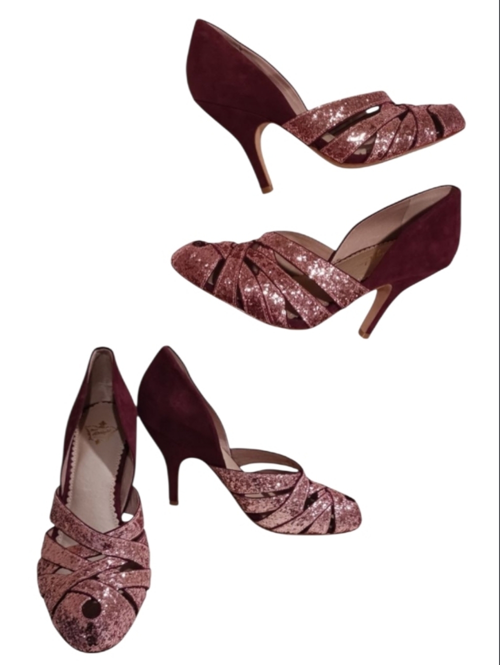 Miss Albright Dominique Suede Glitter Heels